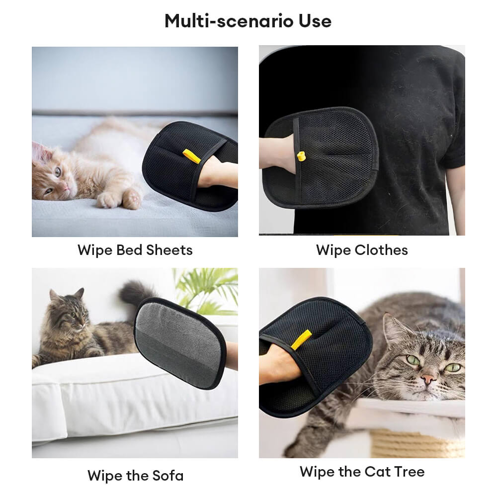 Pet Hair Removal Glove with Dual-Sided Electrostatic Bristles