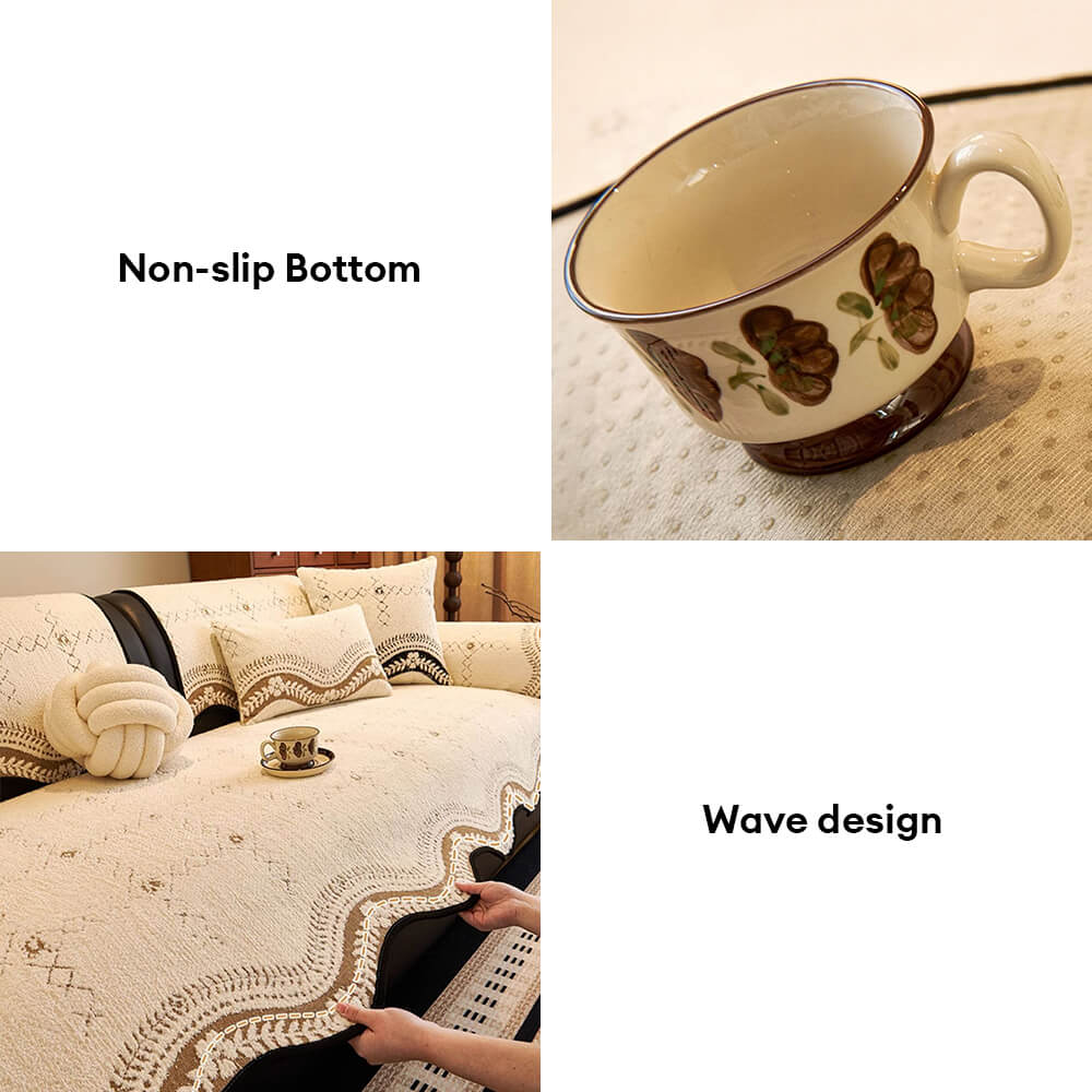 Wavy Pattern Anti-Scratch Plush Sofa Cover