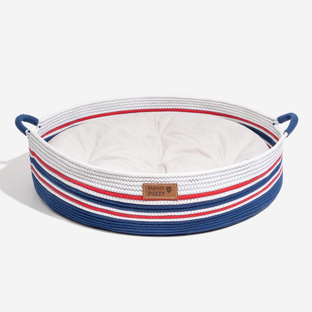 Handcrafted Stripe Calming Pet Bed - Timeless Nest