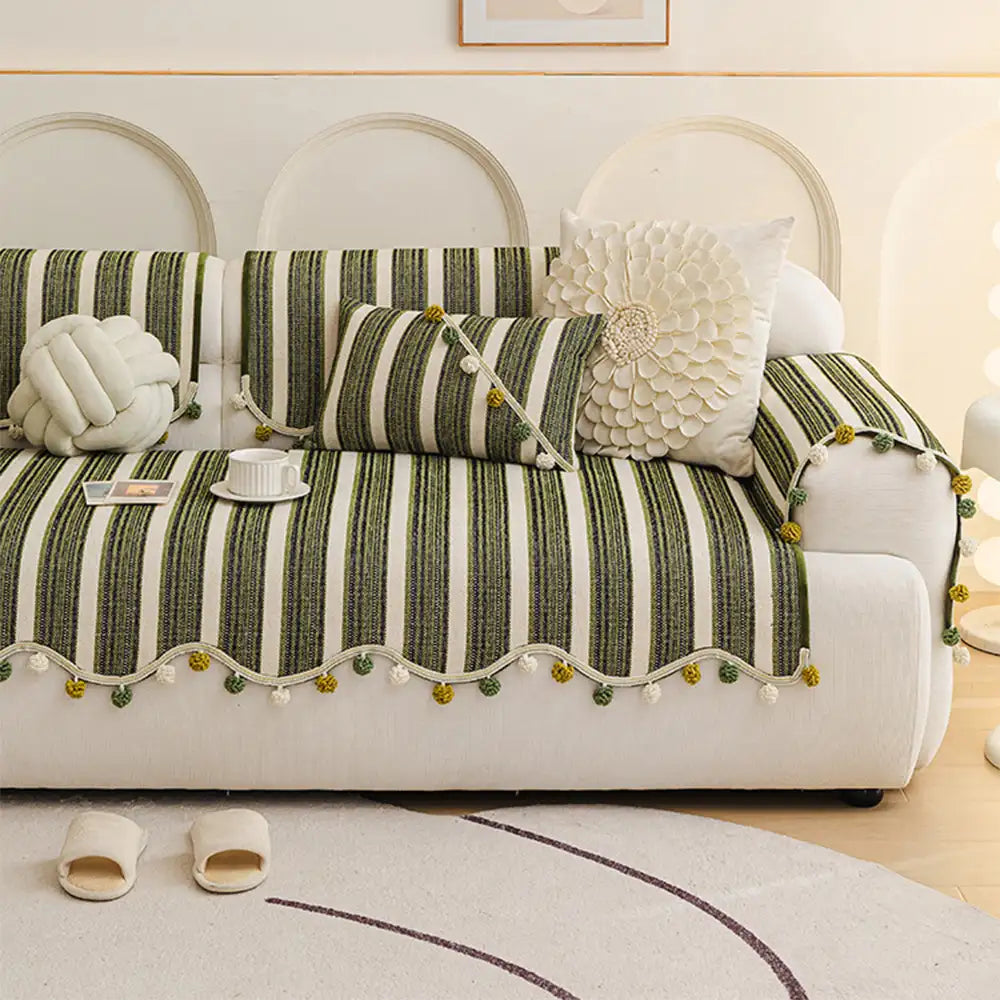 Irregular Contrast Colour Chenille Skin-Friendly Non-Slip Sofa Protective Sofa Cover