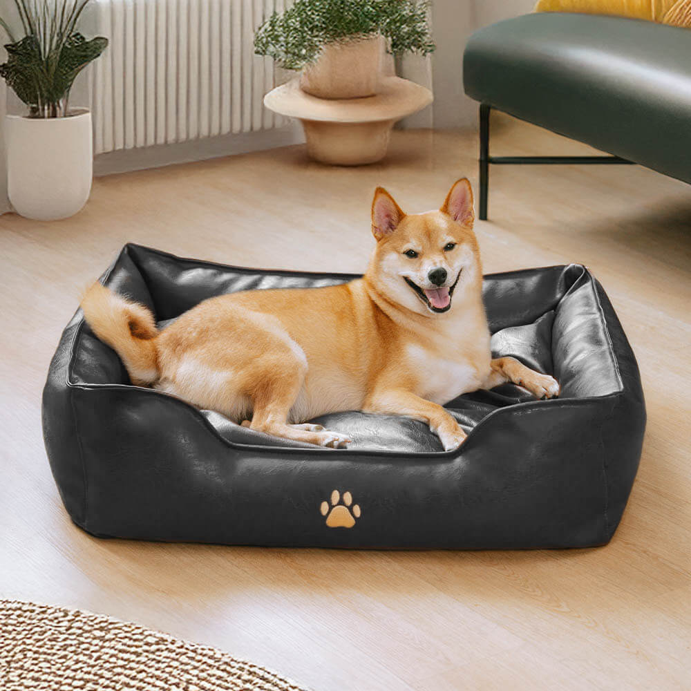 Luxury Faux Leather Waterproof Removable Dog Sofa Bed