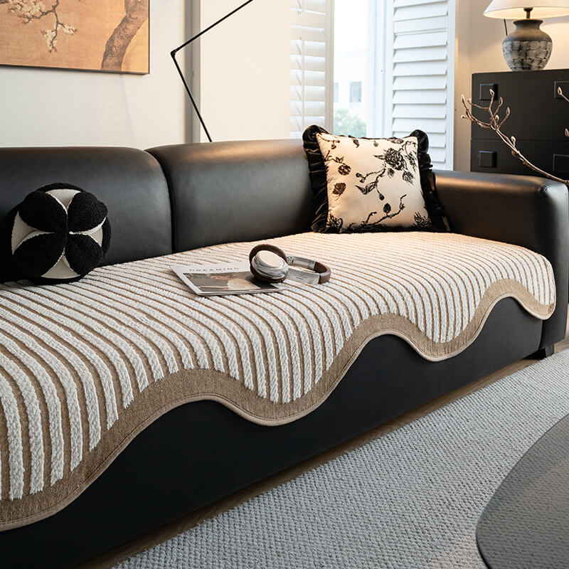 Striped Chenille Irregular Scratch-Resistant Non-Slip Sofa Cover