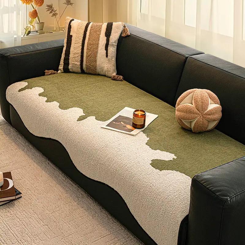 Stylish Irregular Contrast Chenille Scratch-Resistant Non-Slip Sofa Cover