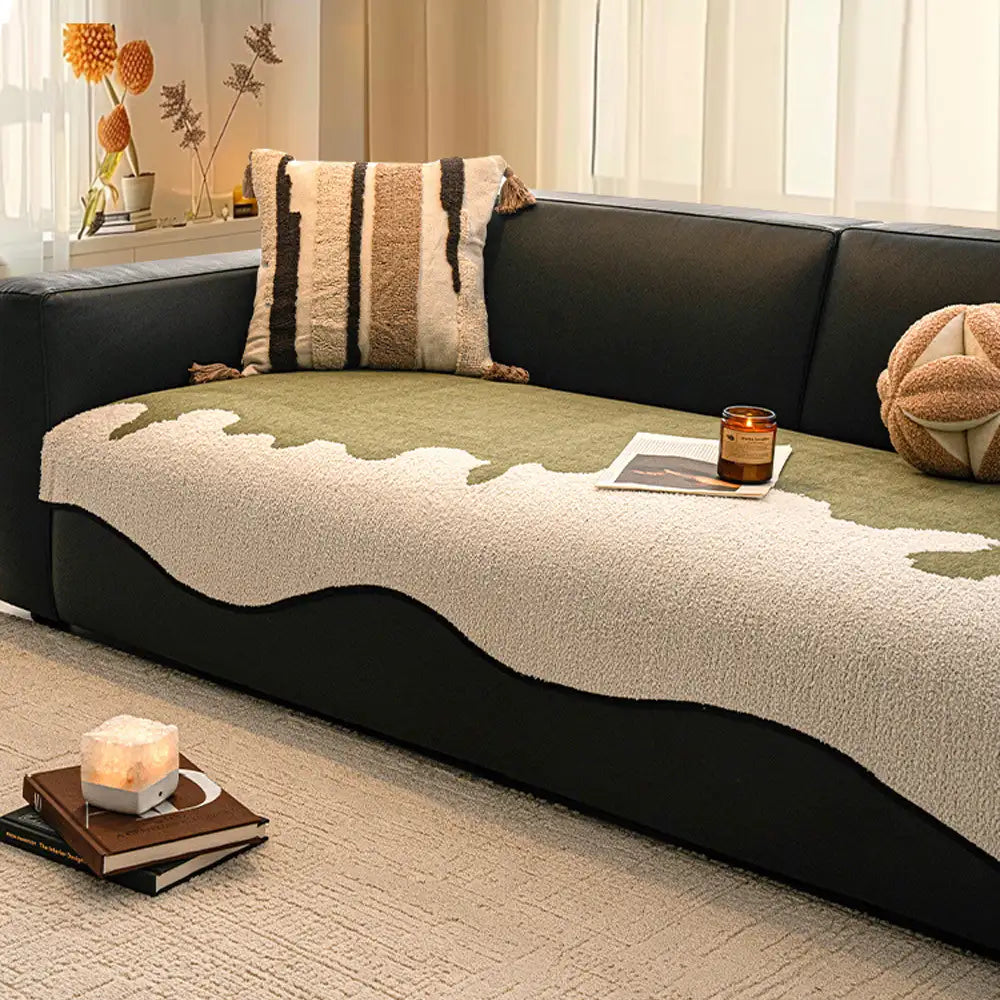 Stylish Irregular Contrast Chenille Scratch-Resistant Non-Slip Sofa Cover