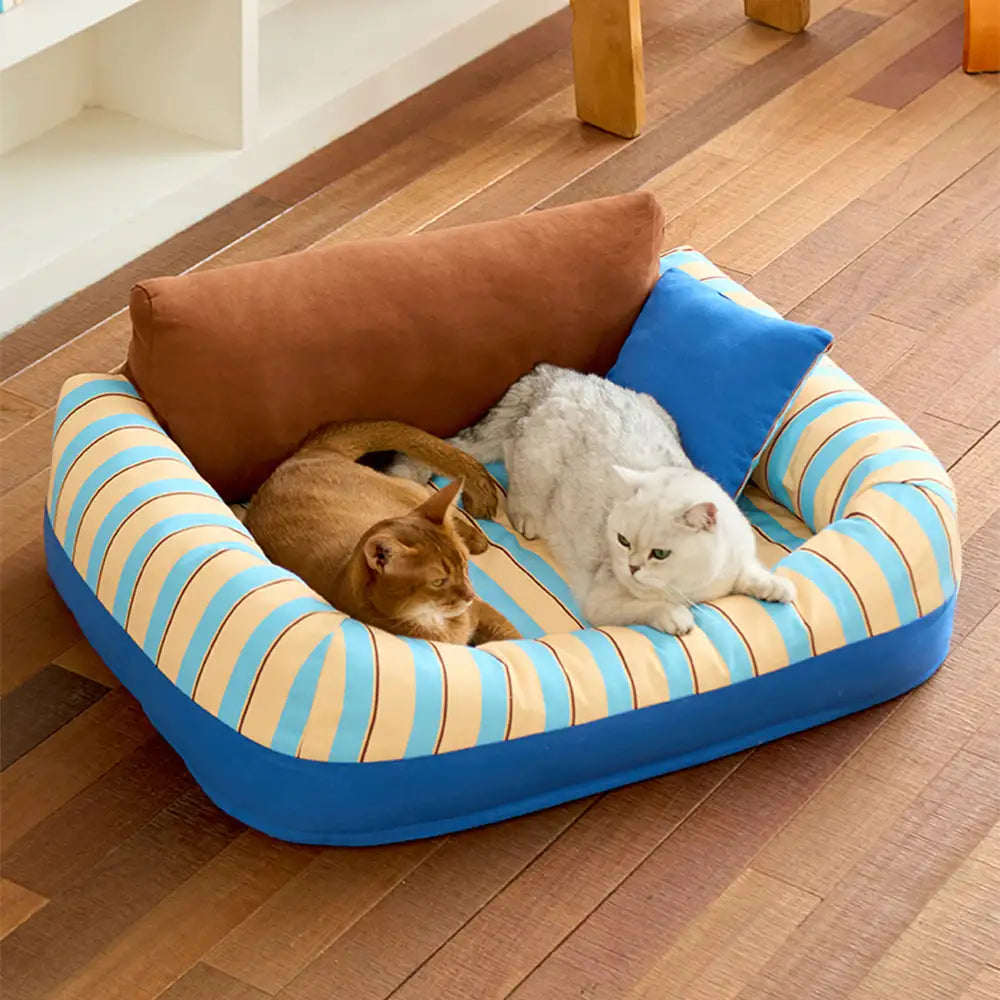 Trendy Striped Cosy Orthopaedic Dog Sofa Bed - Snug Couch