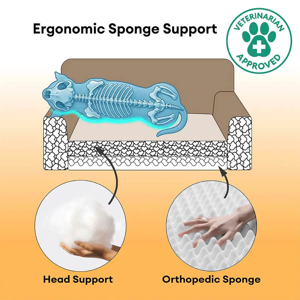 Vintage Plaid Plush Whashable Bolster Dog Sofa Bed - Chris-Nook