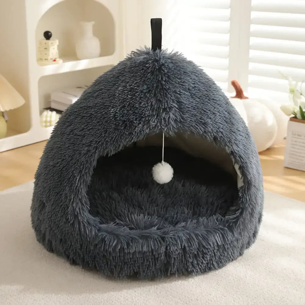Warm Plush Cosy Hideaway Cat Cave Dog Bed