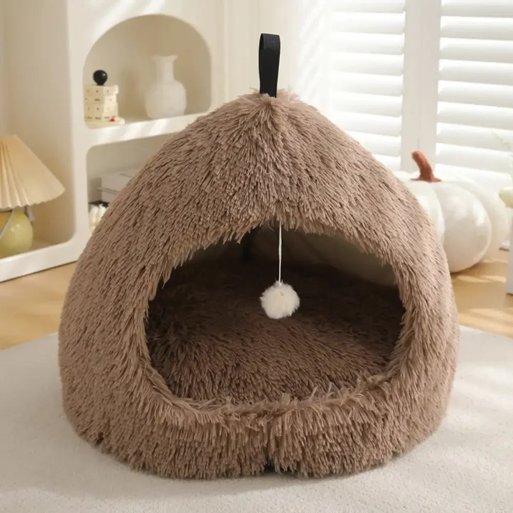 Warm Plush Cosy Hideaway Cat Cave Dog Bed
