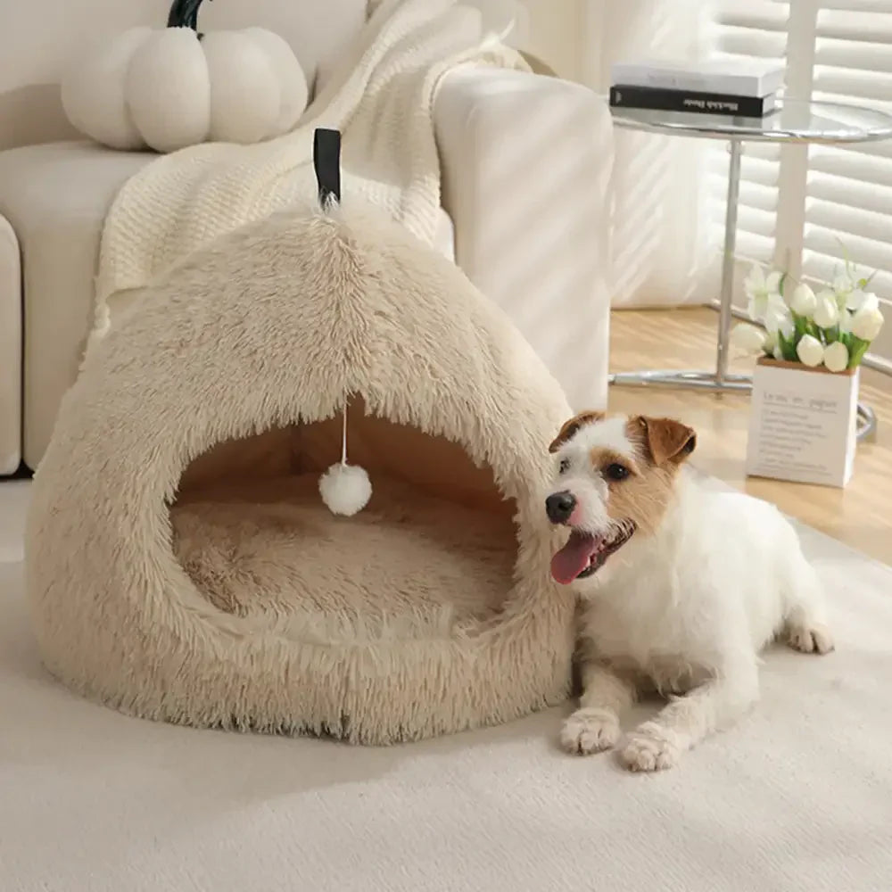 Warm Plush Cosy Hideaway Cat Cave Dog Bed