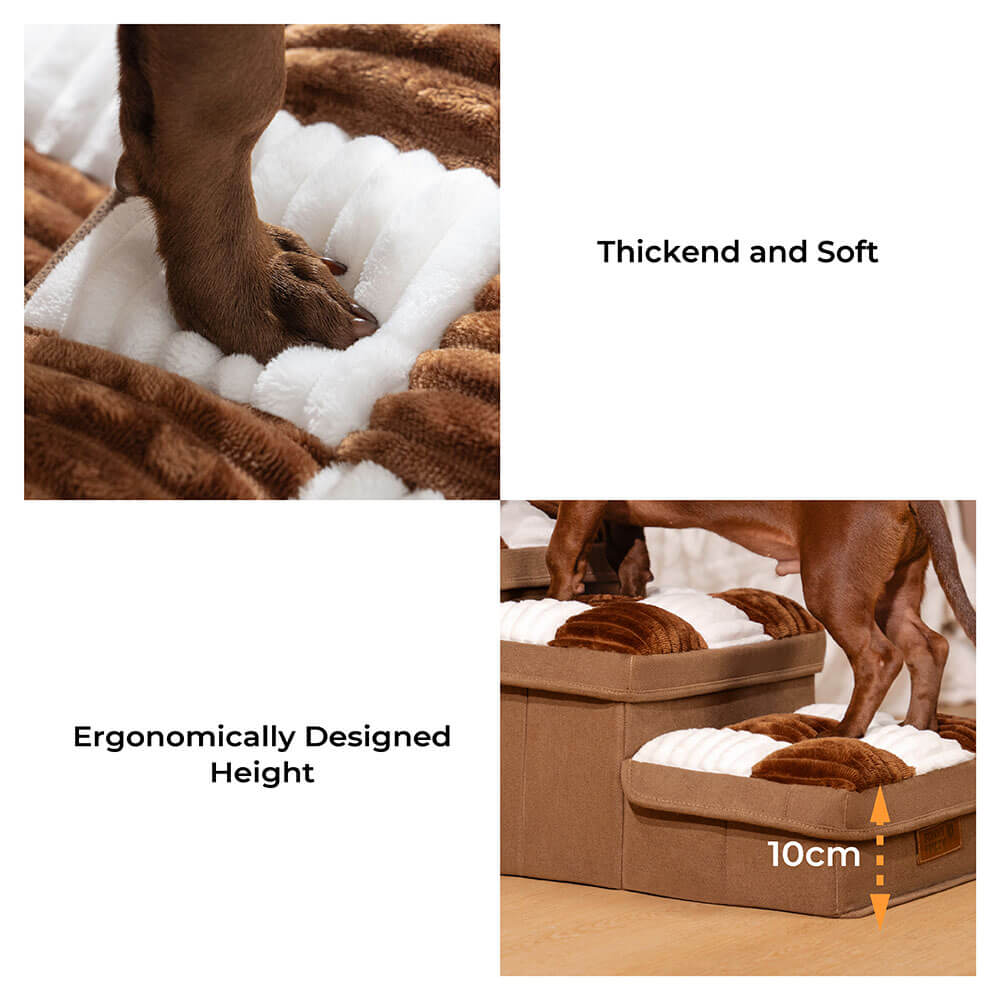 Chessboard Plaid Handcrafted Dog Steps with Storage - Multifunctional and Foldable