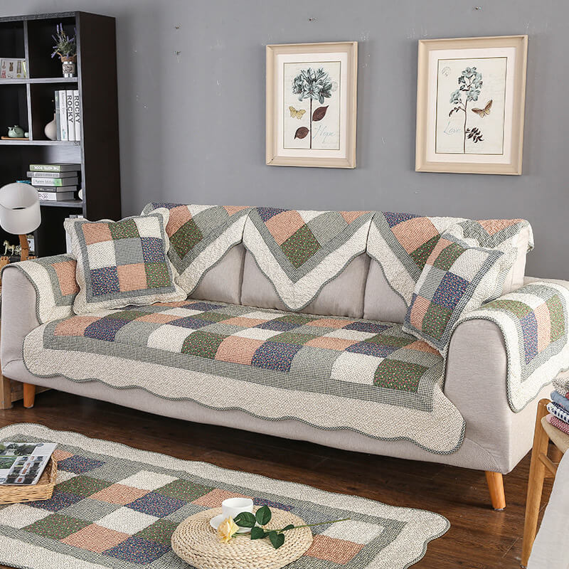 Cotton Quilted Washable Non-Slip Sofa Cover