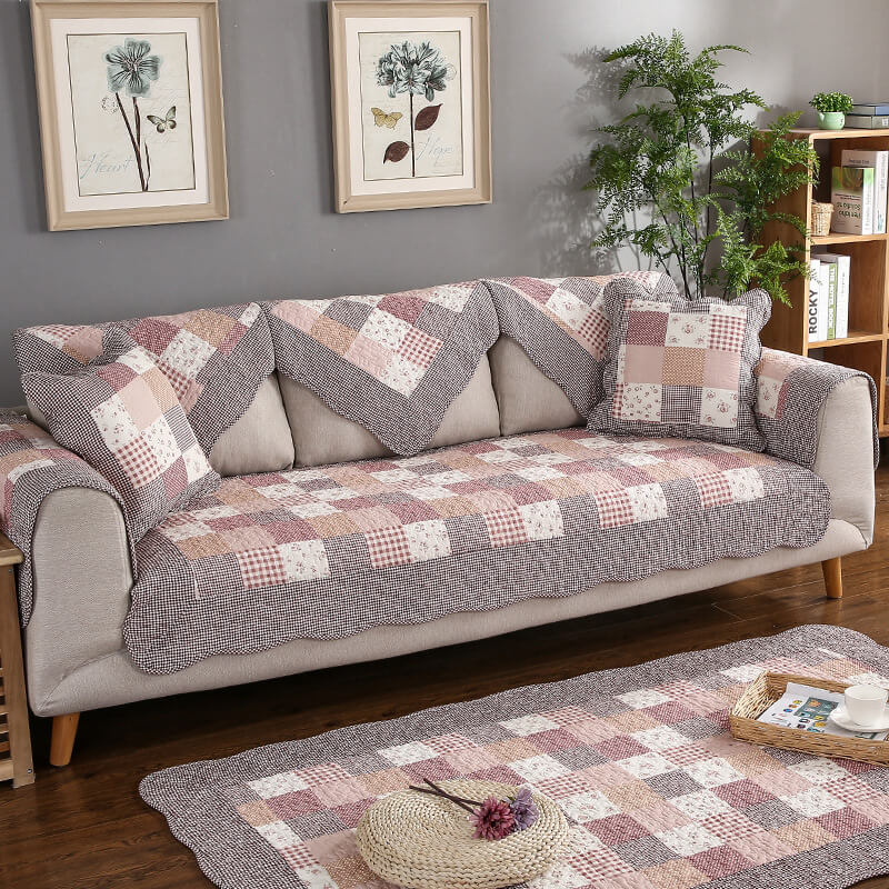 Cotton Quilted Washable Non-Slip Sofa Cover