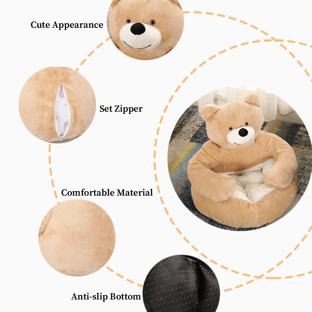 Cute Detachable Cuddle Bear Dog & Cat Bed
