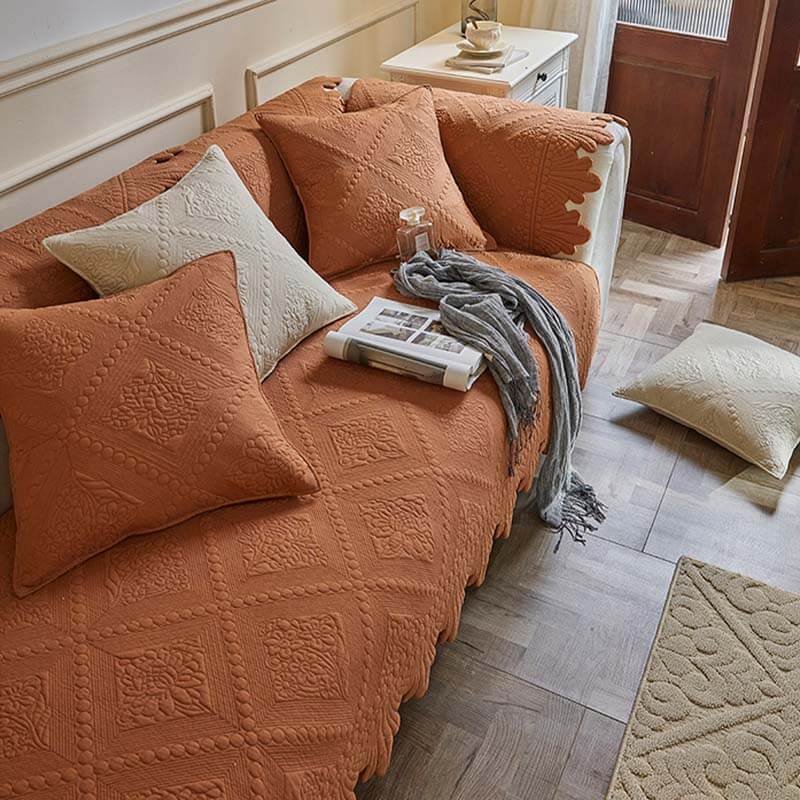 Fashion Leaf Trim Cotton Washable Sofa Cover