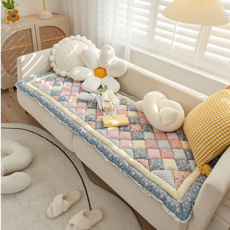 Floral Handmade Cotton Protective Sofa Cover