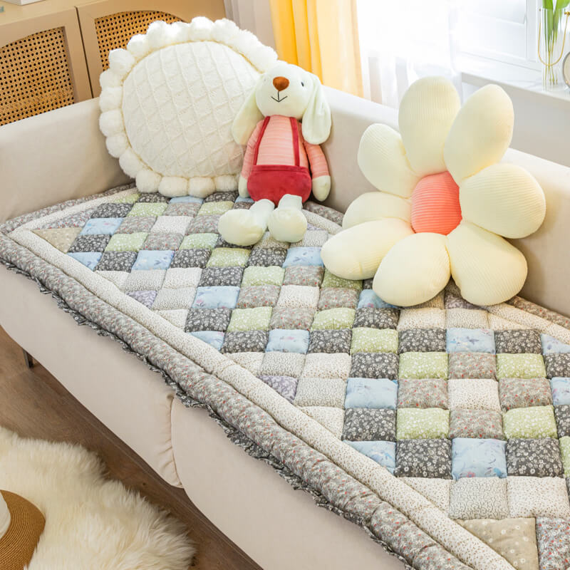 Floral Handmade Cotton Protective Sofa Cover