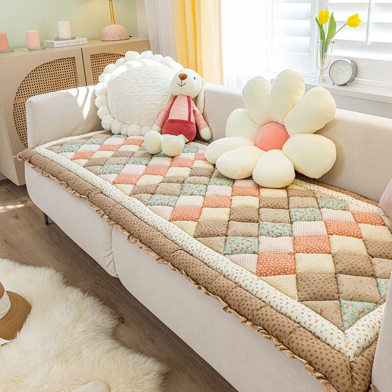 Floral Handmade Cotton Protective Sofa Cover