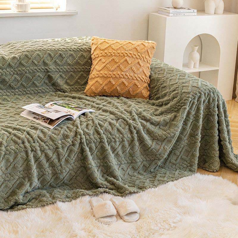 Solid Colour Fleece Blanket Furniture Protector Sofa Cover