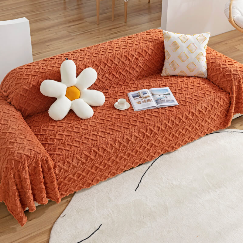 Solid Colour Fleece Blanket Furniture Protector Sofa Cover